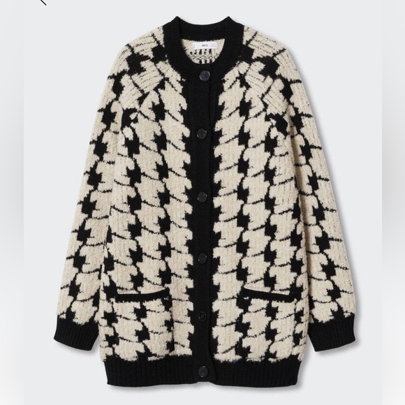 NWT** - Mango Houndstooth Cardigan - XS - Picture 2 of 6